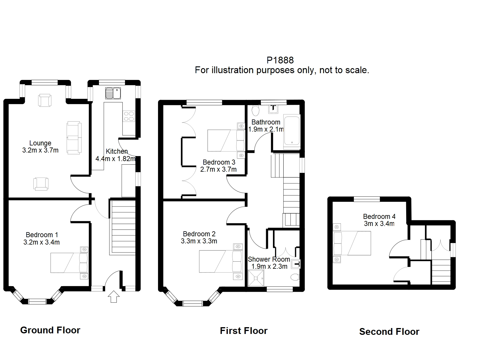 Illustrative floor plan for 123 Millfield Lane